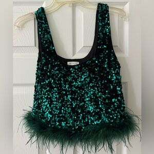 adorable green sequin crop top perfect for reputation taylor swift! L